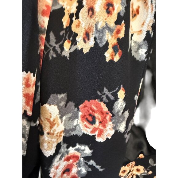 Daniel Rainn Floral Open Front Blazer Jacket Womens M Black Red Beige China - Picture 11 of 12
